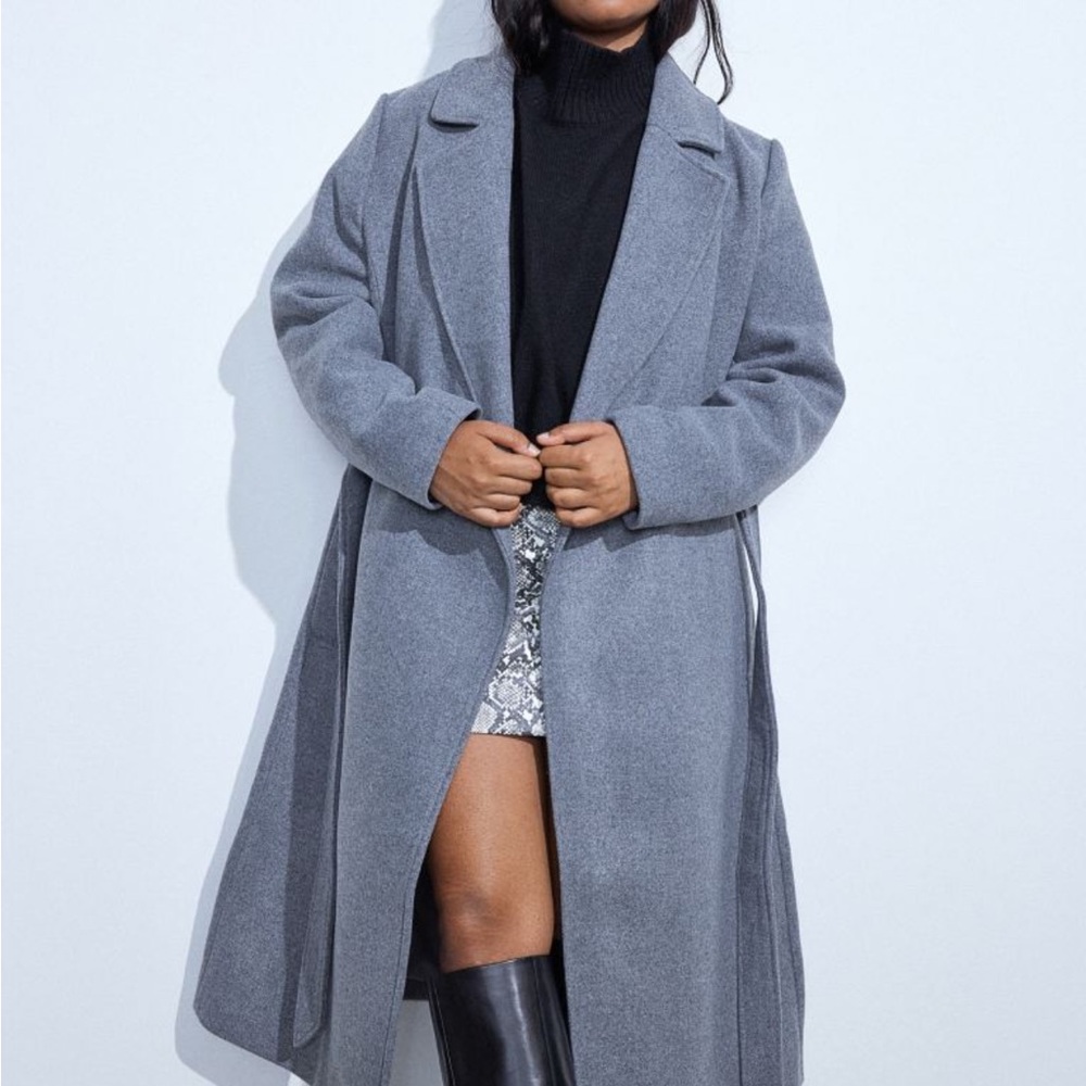 Long tie belt coat